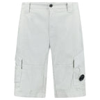 CP Company Stretch Sateen Cargo Lens Shorts in Blue Fox