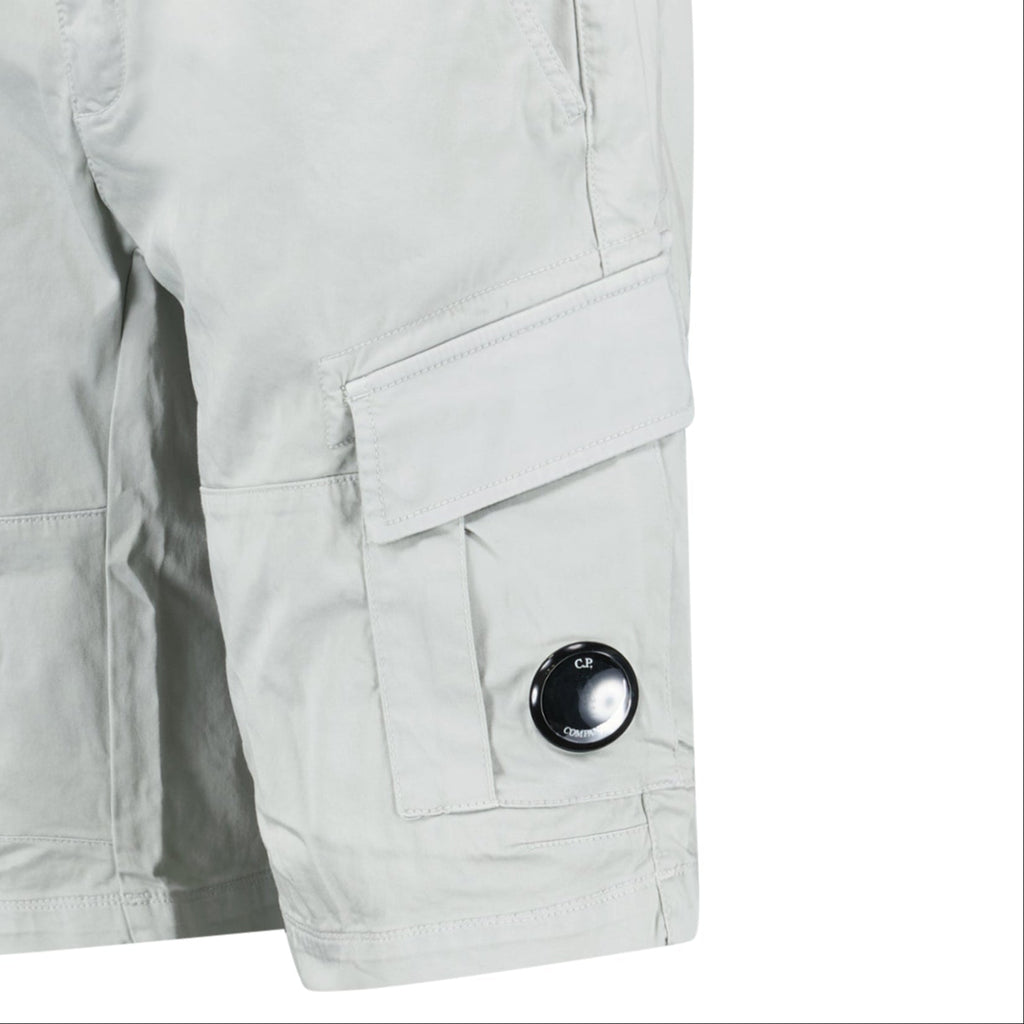 CP Company Stretch Sateen Cargo Lens Shorts in Blue Fox