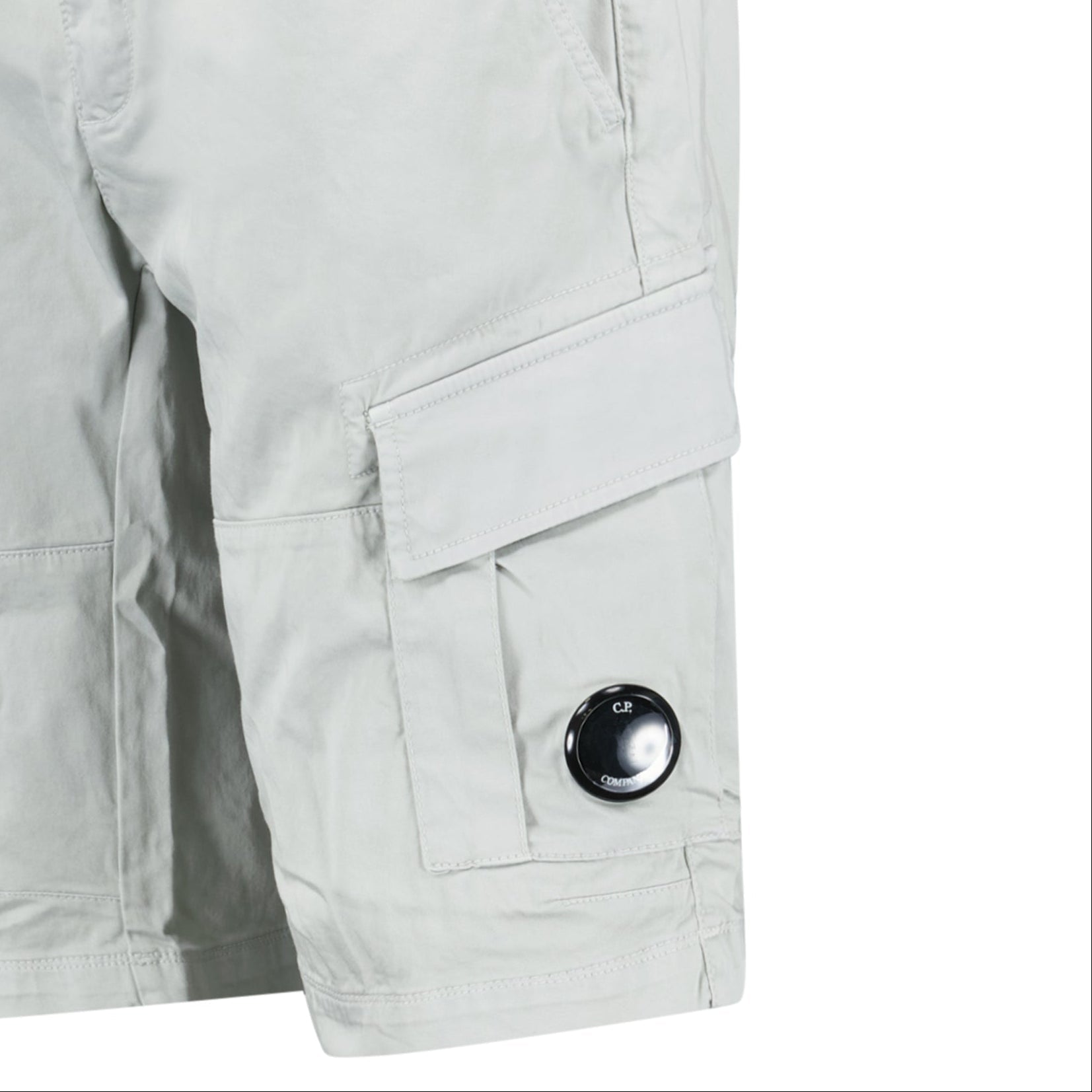 CP Company Stretch Sateen Cargo Lens Shorts in Blue Fox