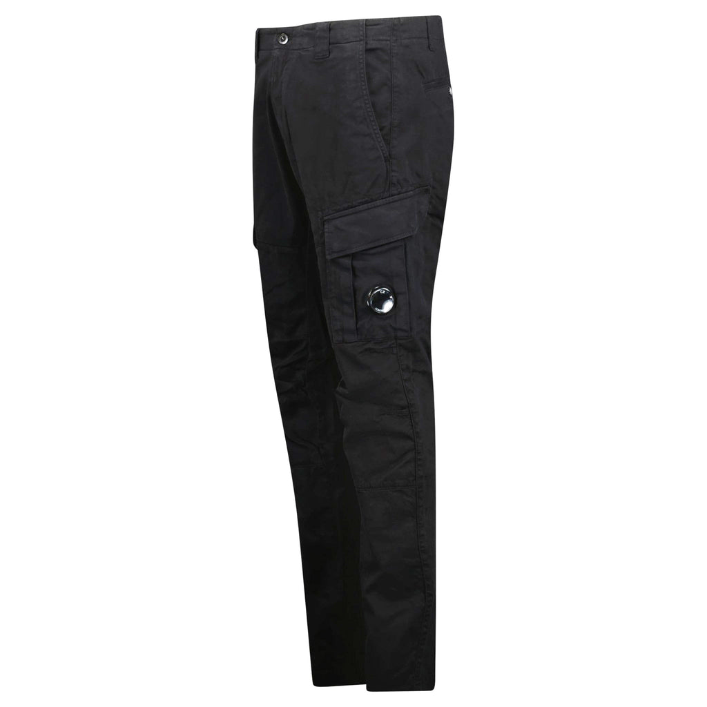 CP Company Stretch Sateen Ergonomic Lens Double Cargo Pants in Black