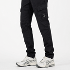 CP Company Stretch Sateen Ergonomic Lens Double Cargo Pants in Black