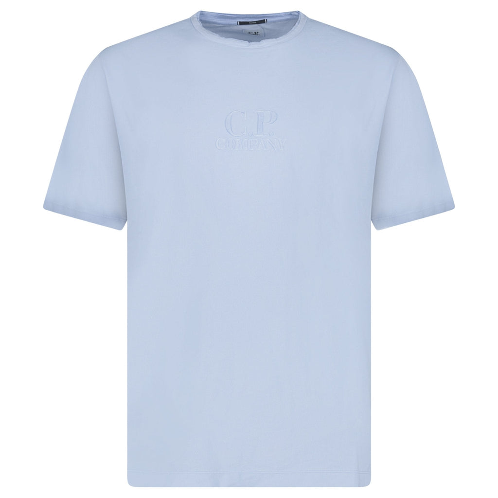 CP Company Tacting Embroidery Logo Polo T-Shirt Cerulean Blue