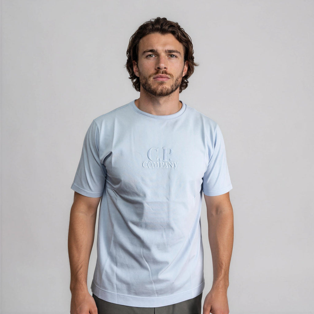 CP Company Tacting Embroidery Logo Polo T-Shirt Cerulean Blue