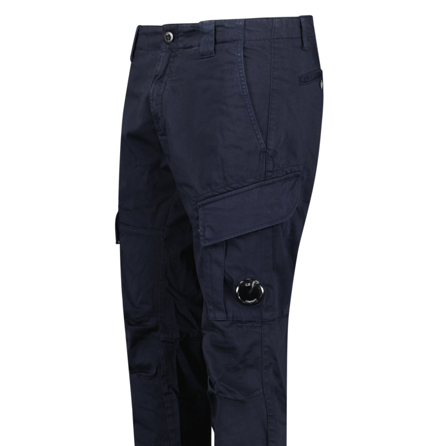CP Company Ergonomic Stretch Sateen Cargo Lens Pants in Total Eclipse