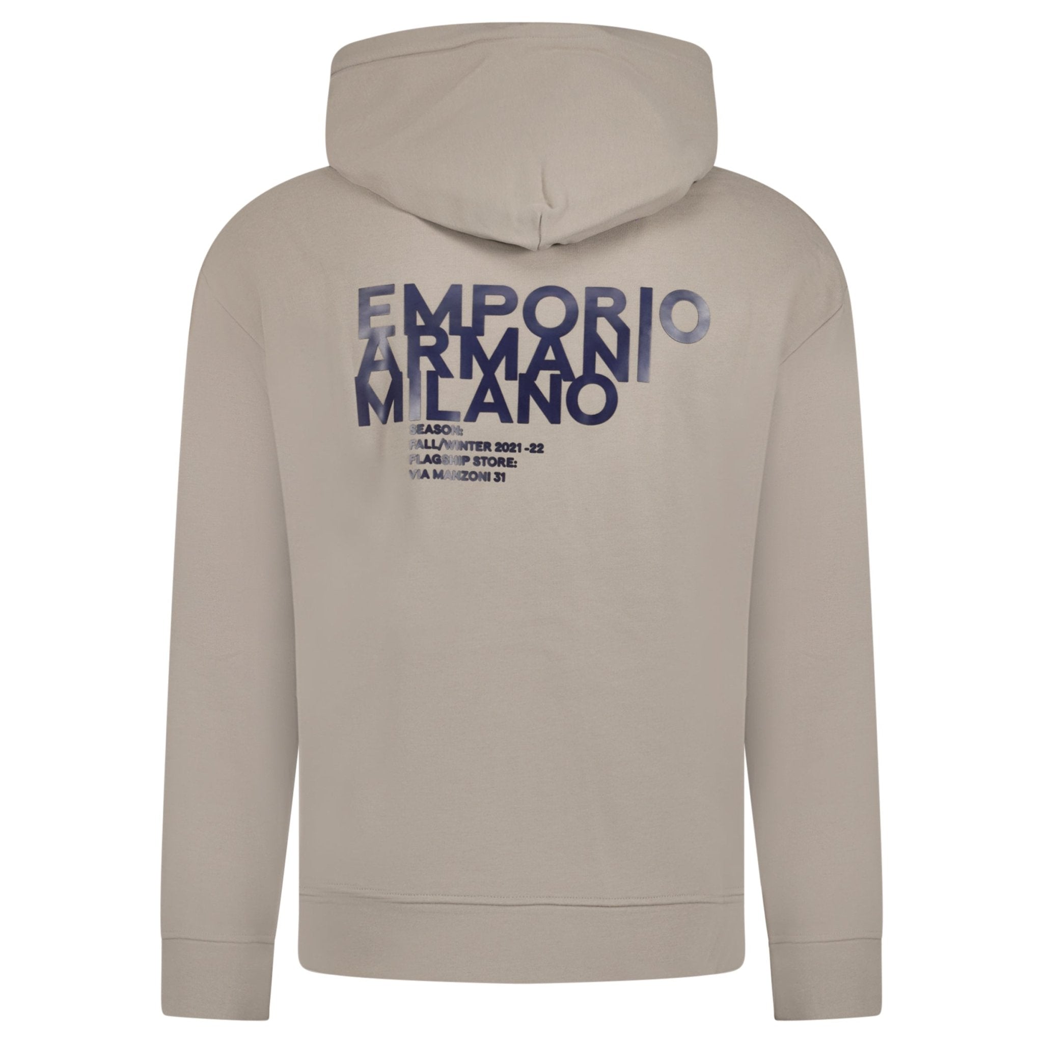 Emporio Armani Front & Back Print Hooded Sweatshirt Grey