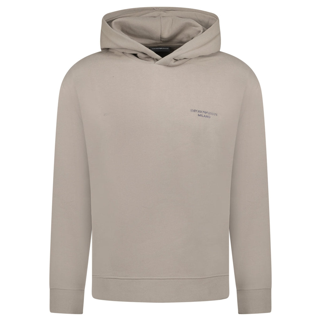 Emporio Armani Front & Back Print Hooded Sweatshirt Grey