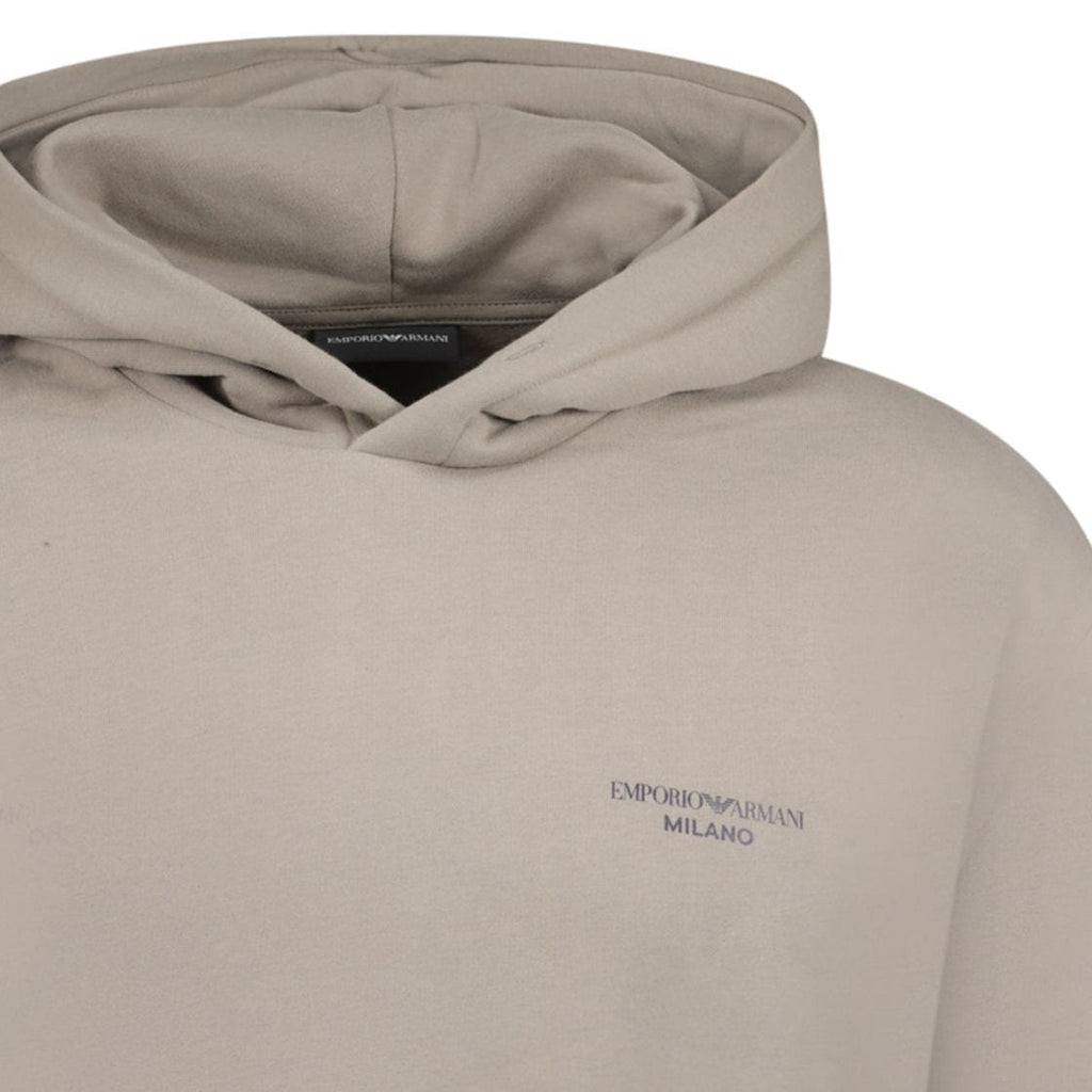 Emporio Armani Front & Back Print Hooded Sweatshirt Grey