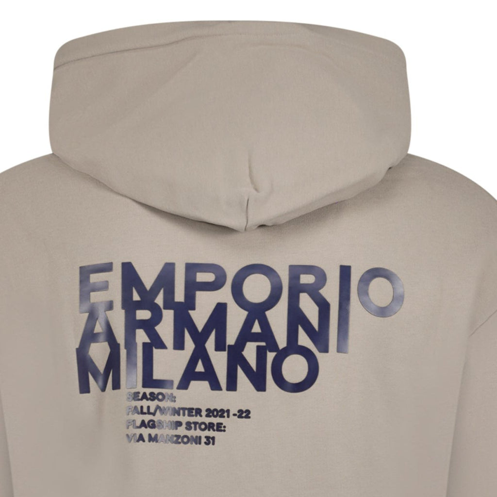 Emporio Armani Front & Back Print Hooded Sweatshirt Grey