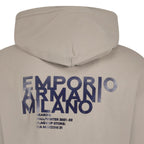 Emporio Armani Front & Back Print Hooded Sweatshirt Grey