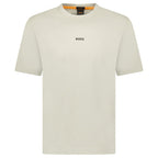 Hugo Boss Relaxed-Fit T-Shirt in Stretch Cotton with Logo Print Beige
