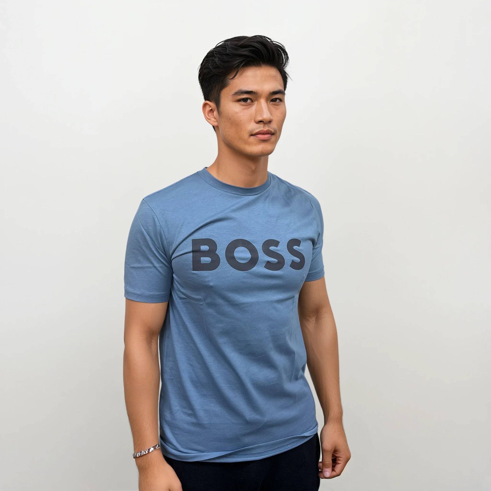 Hugo Boss Thinking 1 Logo T-Shirt in Light Blue
