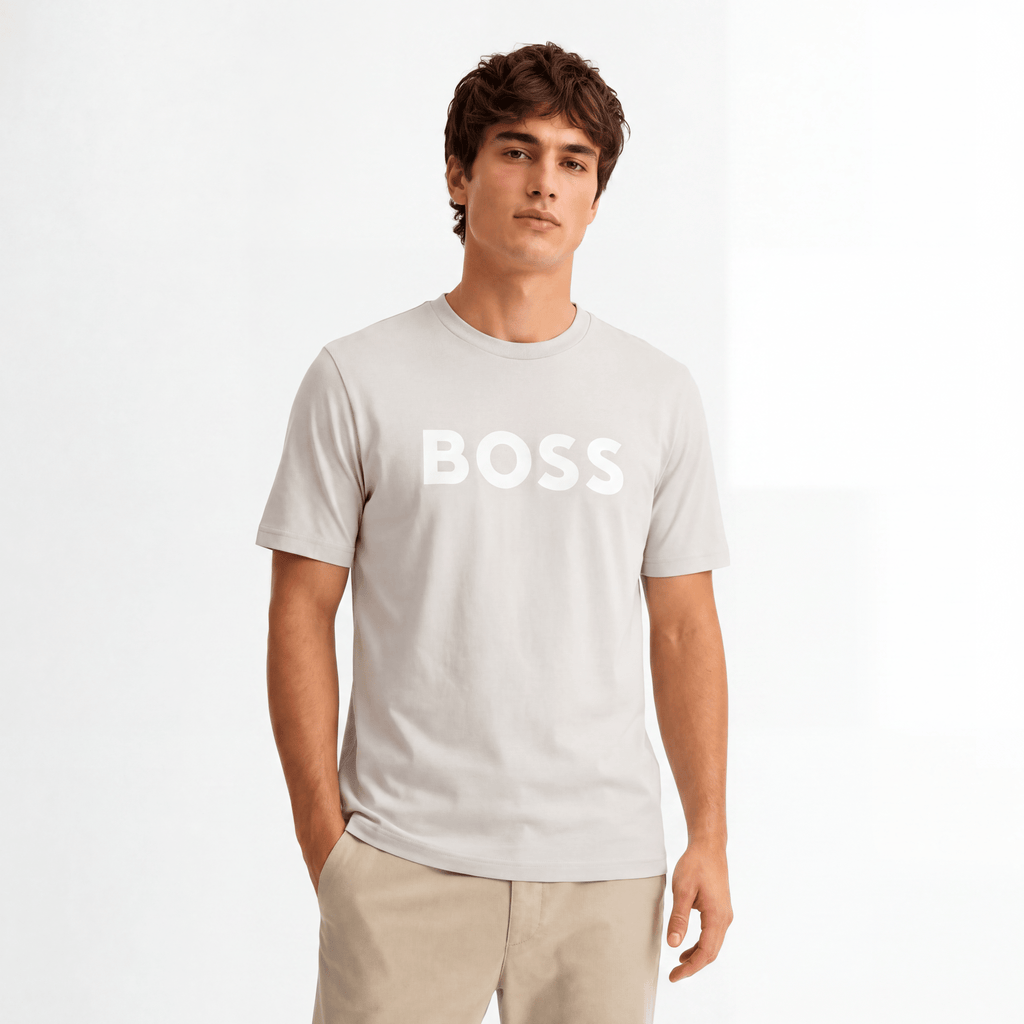 Hugo Boss Thinking 1 Logo T-Shirt in Light Grey