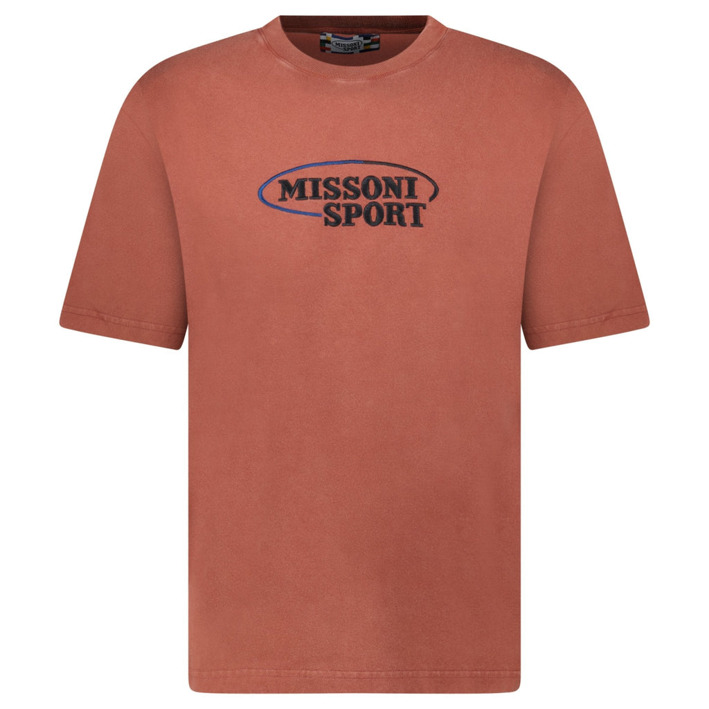 Missoni Sport Embroidery Logo Crew Neck T-Shirt Rust Brown