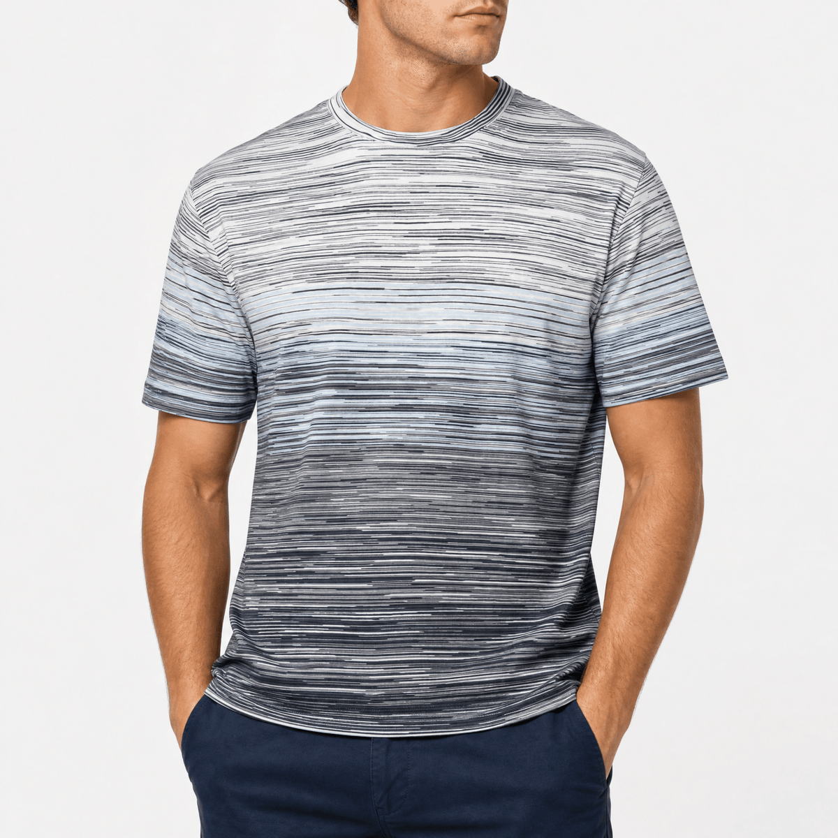 Missoni Space-Dyed Slub Cotton T-Shirt in Light Blue