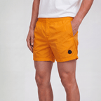 Moncler Black Logo Nylon Swim Shorts in Orange
