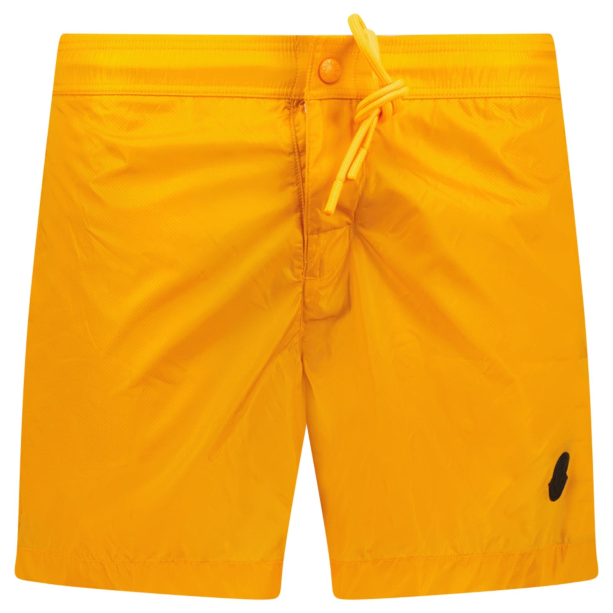 Moncler Black Logo Nylon Swim Shorts in Orange