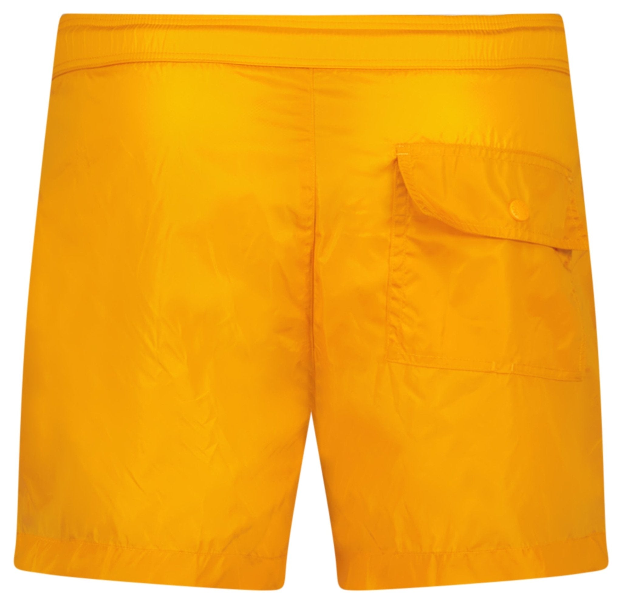 Moncler Black Logo Nylon Swim Shorts in Orange