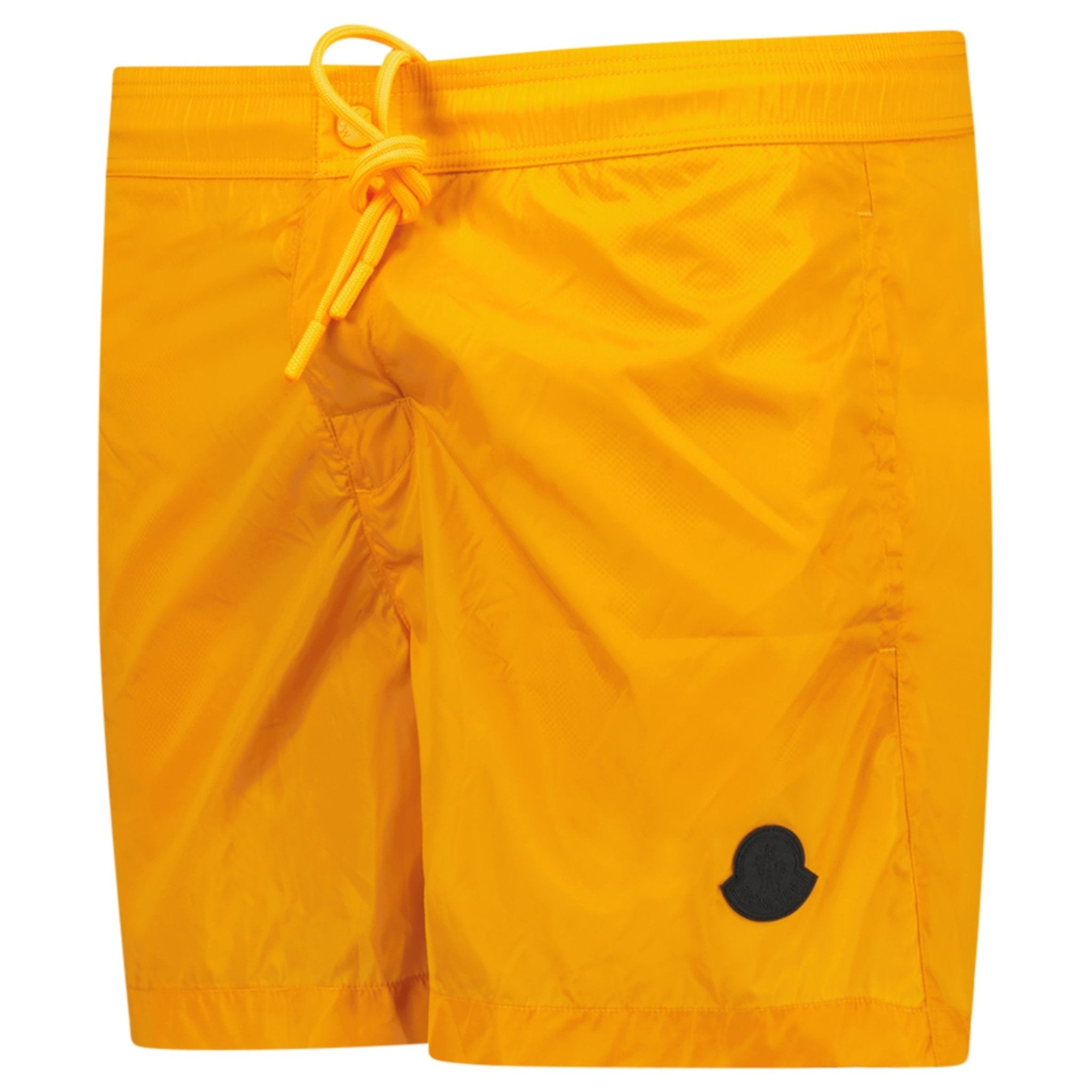 Moncler Black Logo Nylon Swim Shorts in Orange