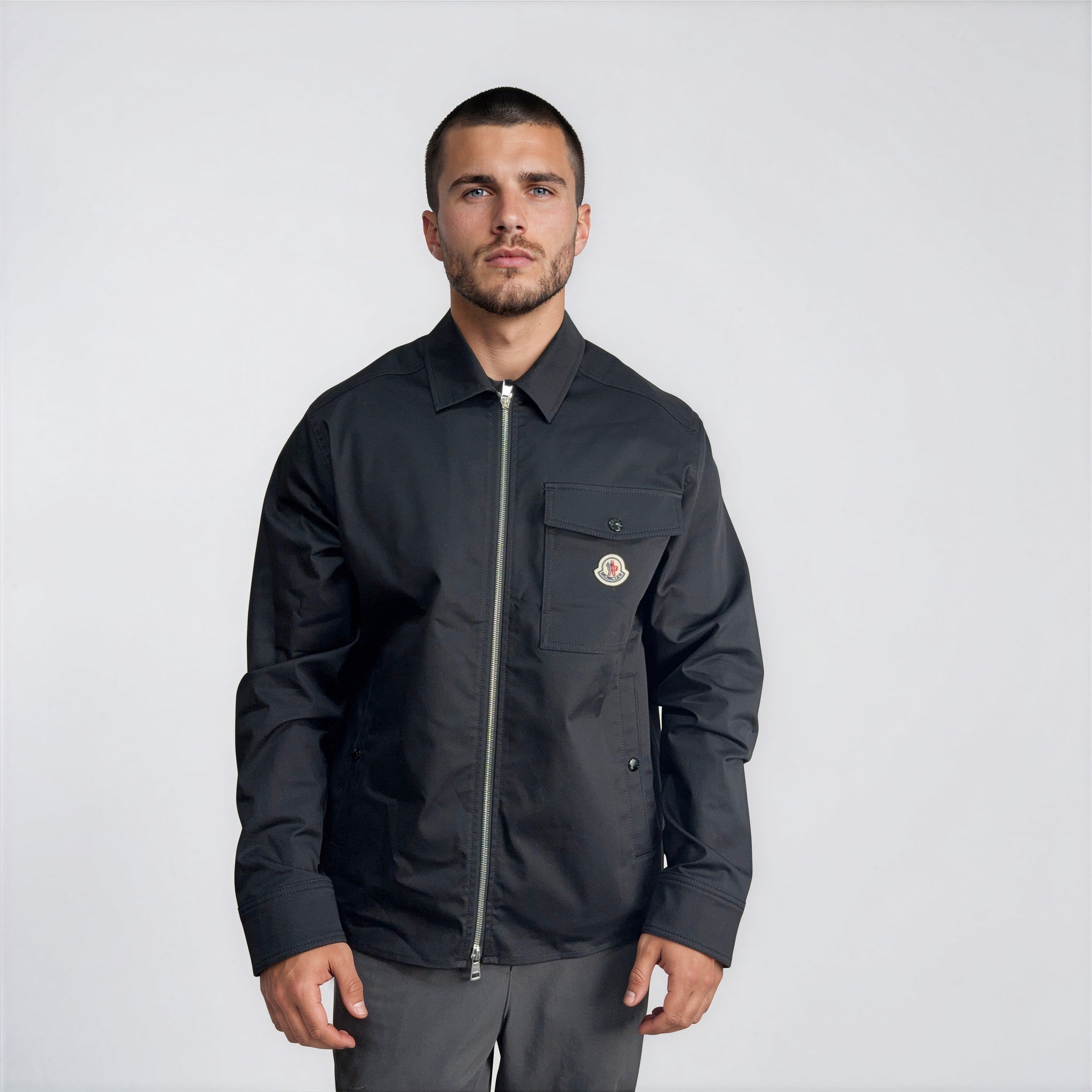 Moncler Cotton Blend Gabardine Shirt Jacket in Black