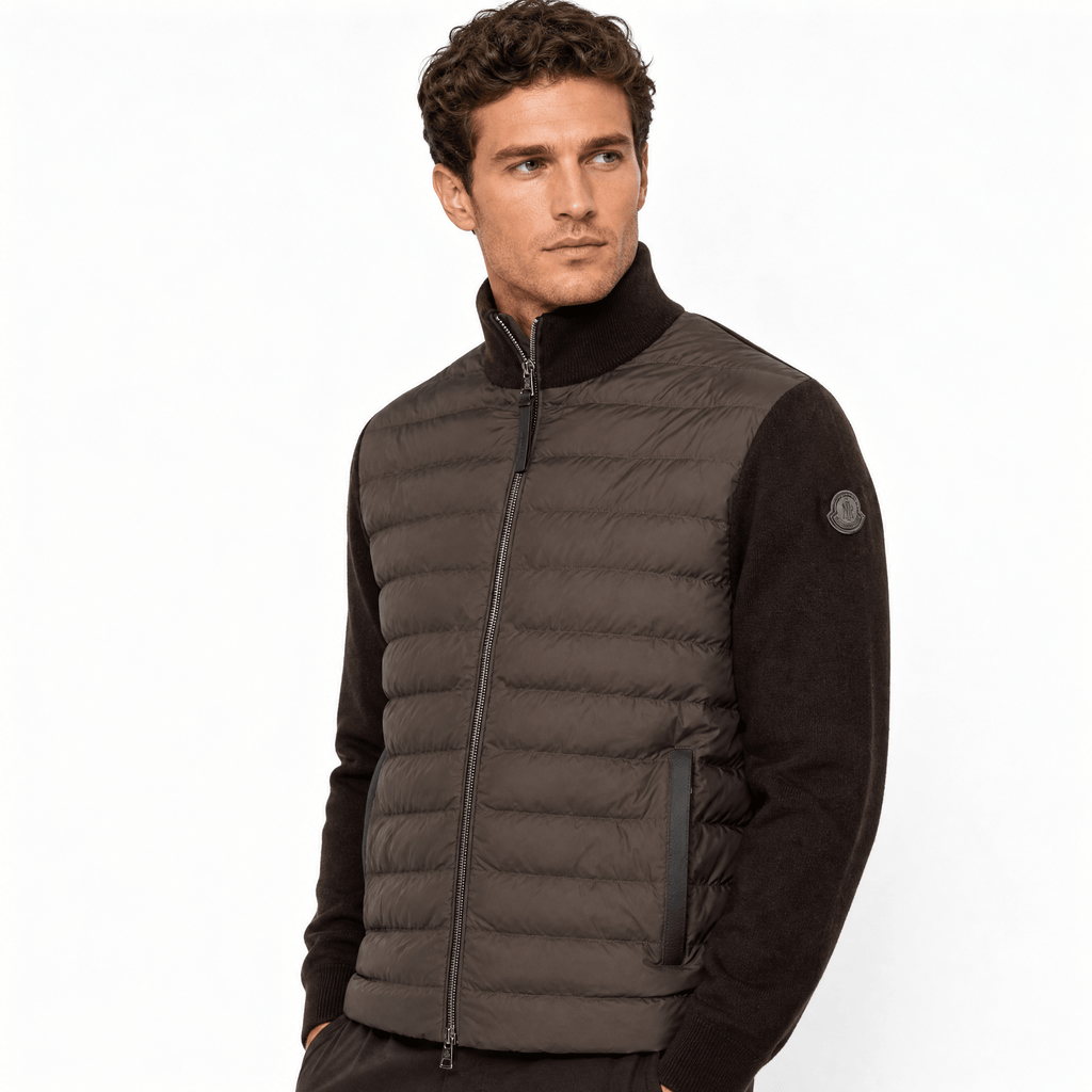 Moncler Full Zip Padded Cardigan in Brown