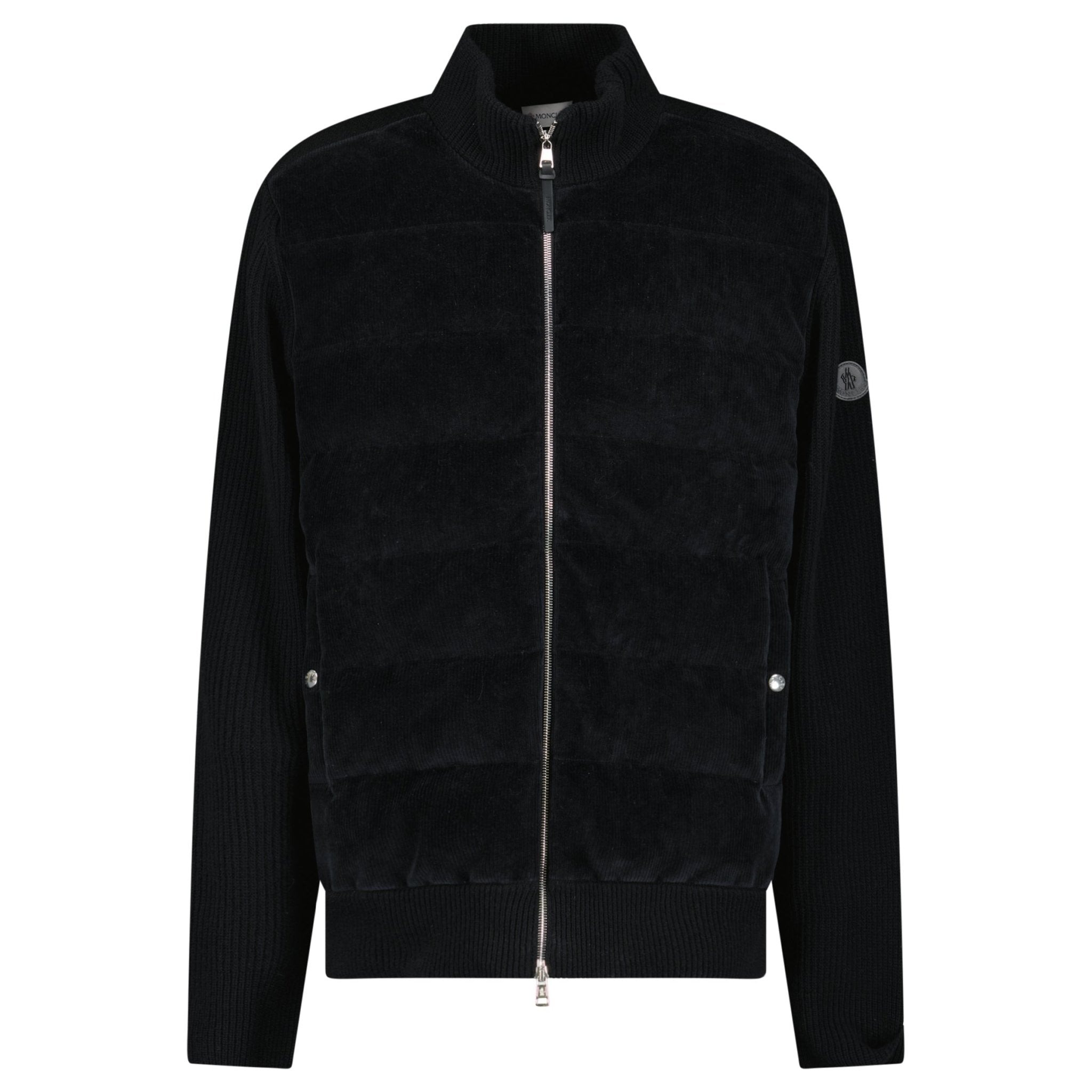 Moncler High-Neck Zip-Up Down Jacket in Black