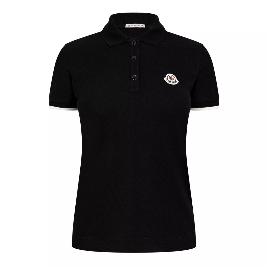 Moncler Logo Badge Polo Shirt in Black