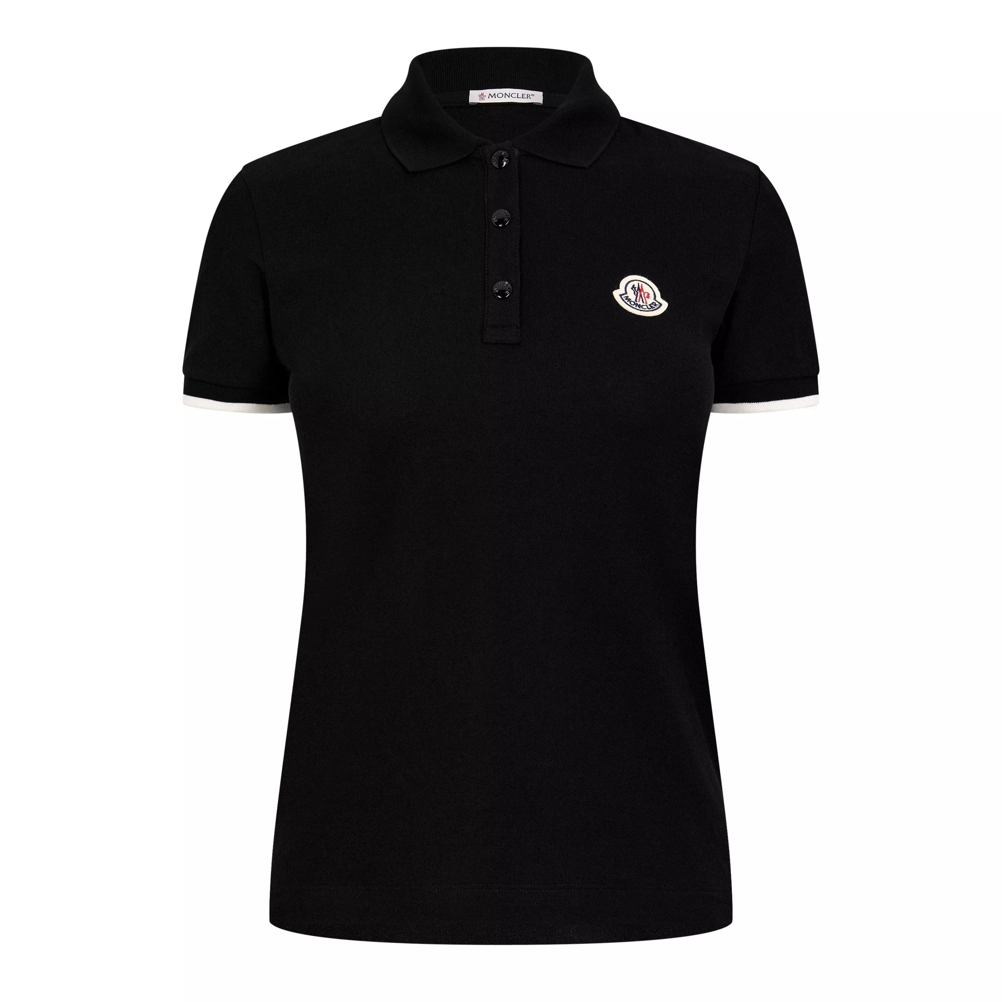 Moncler Logo Badge Polo Shirt in Black