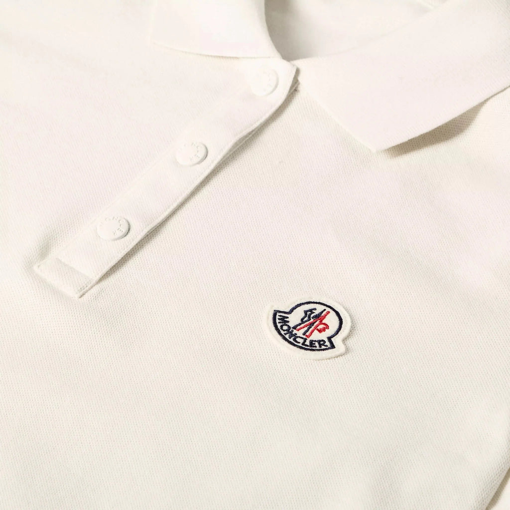 Moncler Logo Badge Polo Shirt in White