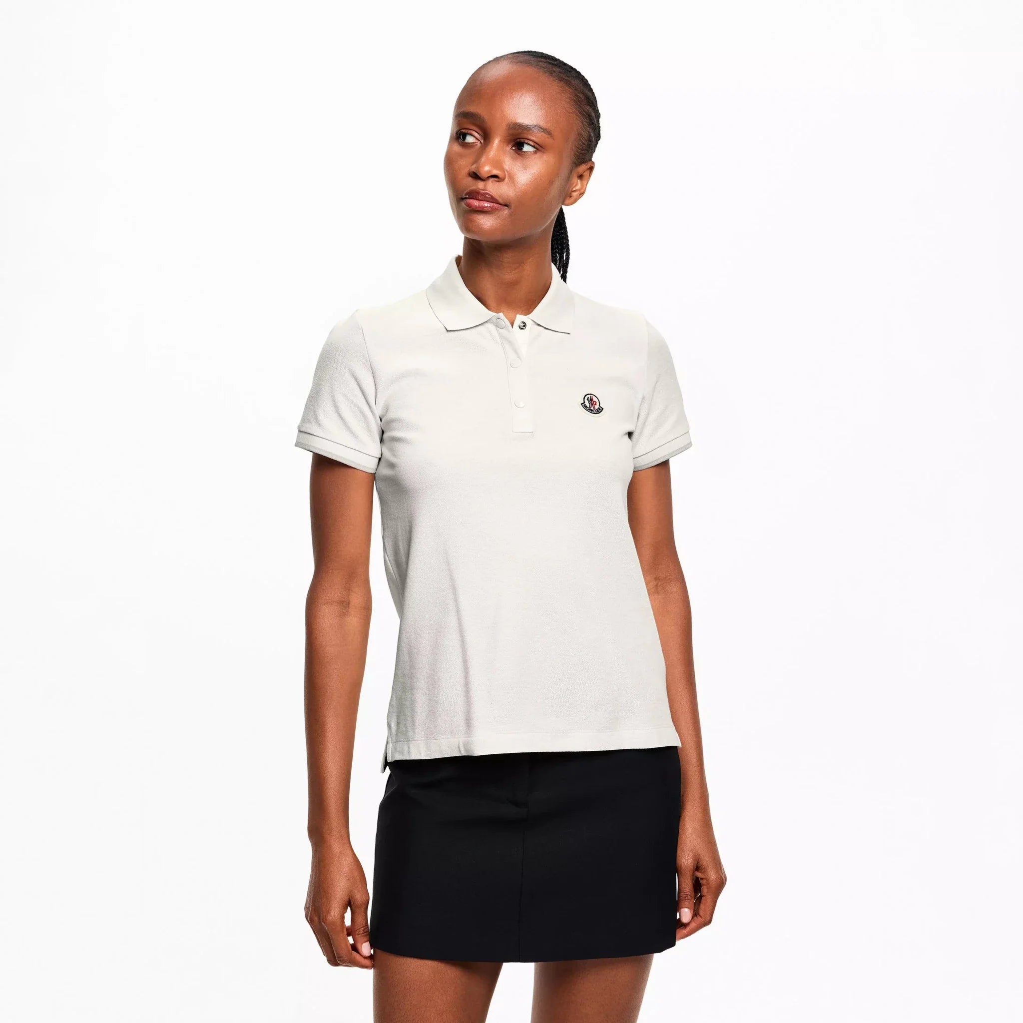 Moncler Logo Badge Polo Shirt in White