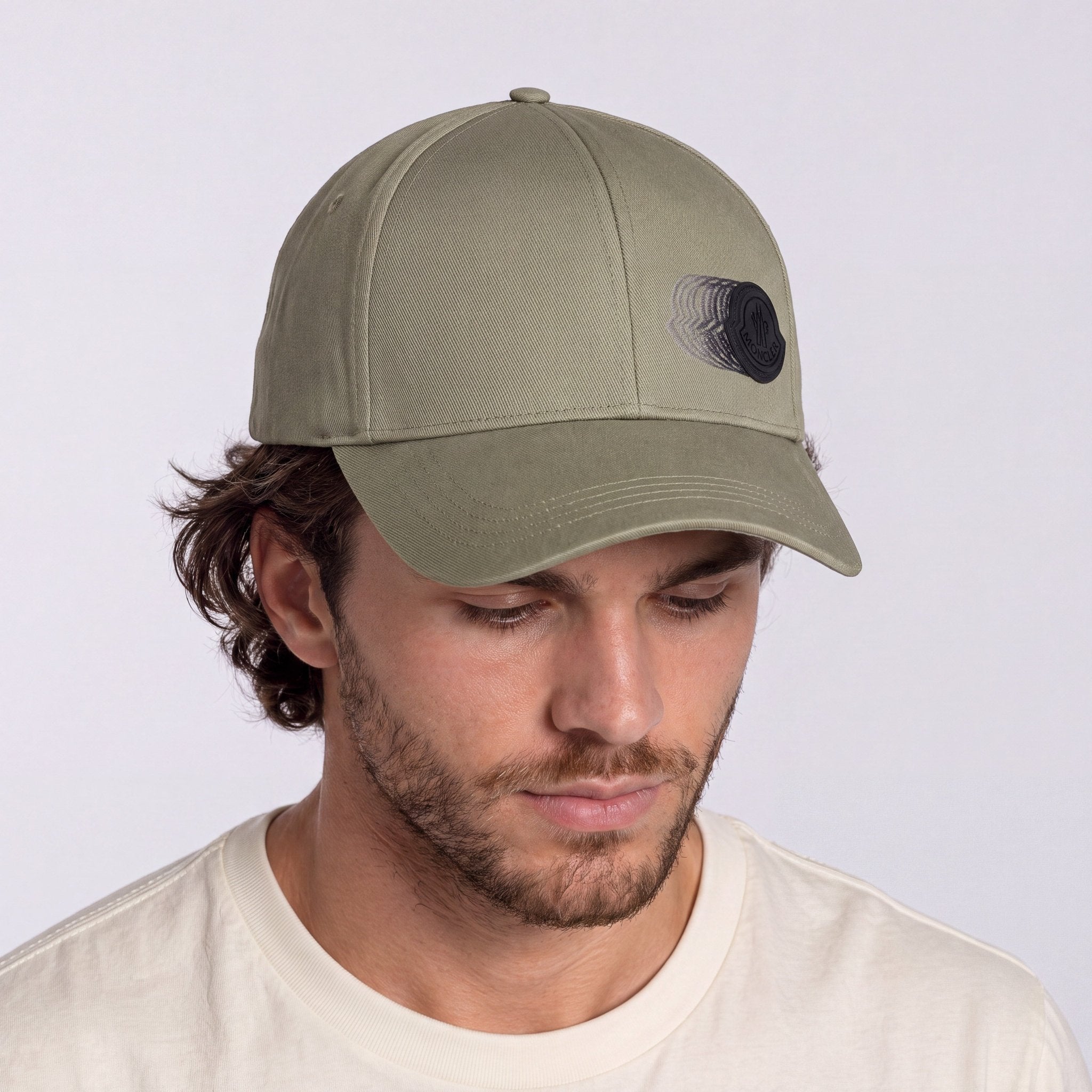 Moncler Logo Patch Cap in Khaki