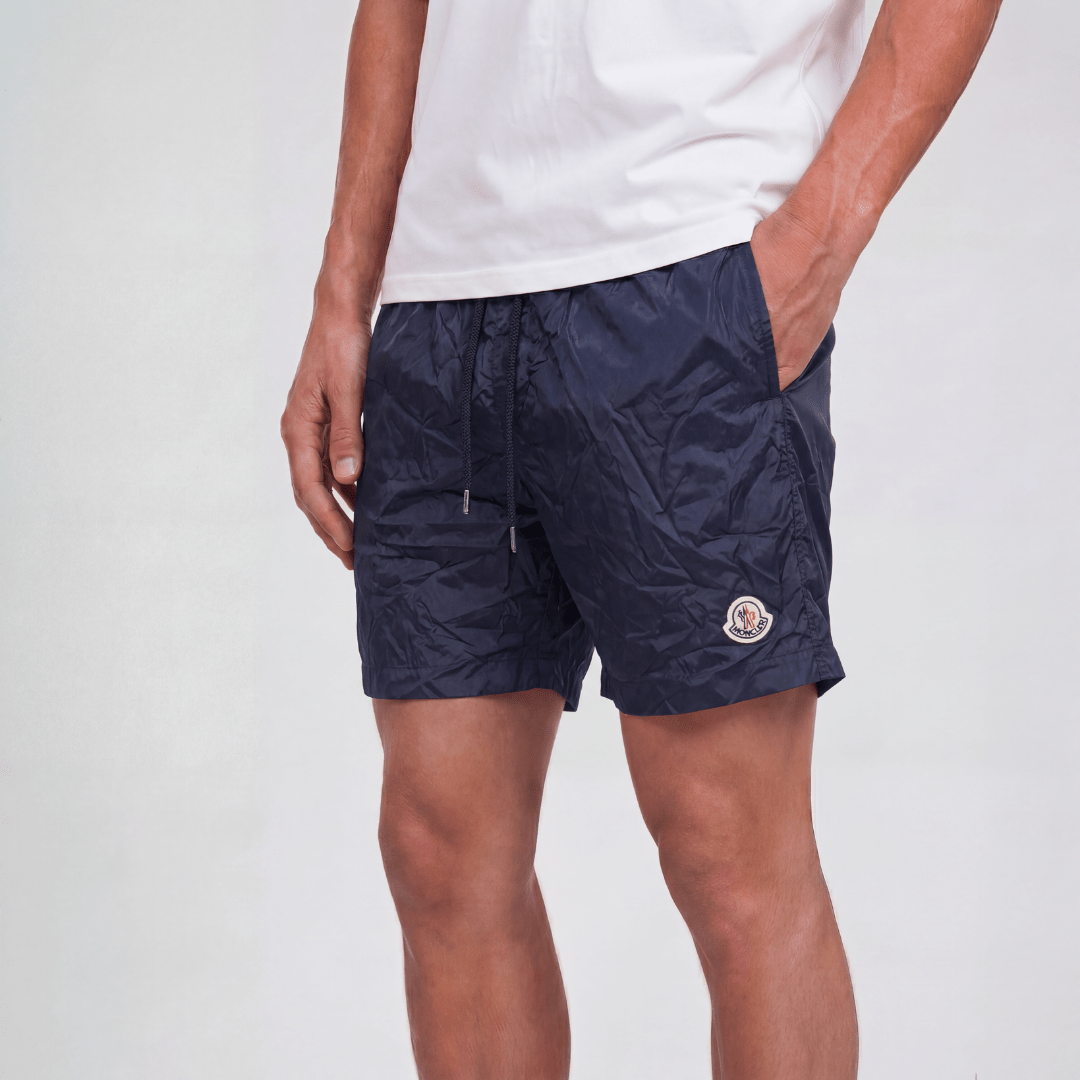 Moncler Logo Patch Swim Shorts in Navy