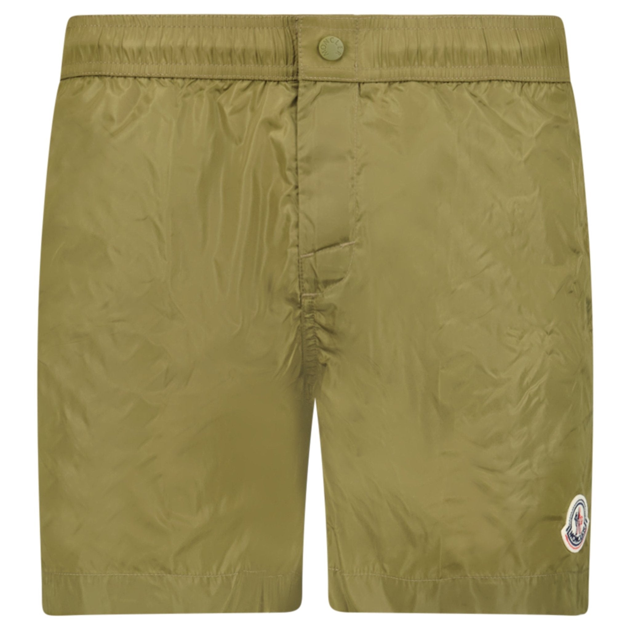 Moncler Logo Swim Shorts in Olive Green