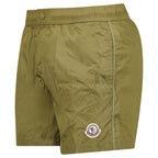 Moncler Logo Swim Shorts in Olive Green