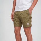 Moncler Logo Swim Shorts in Olive Green