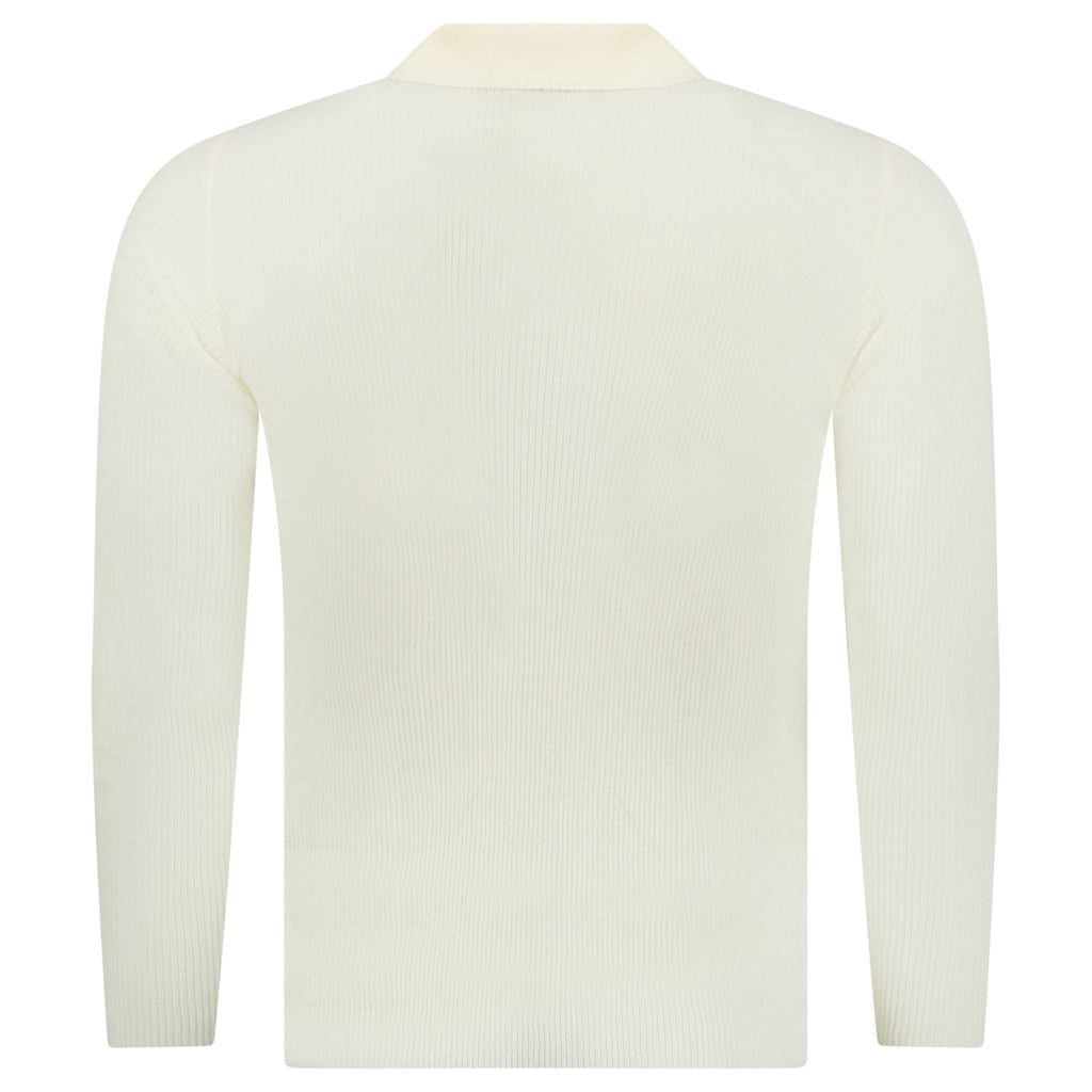 Moncler Long Sleeve Logo Polo Shirt in White