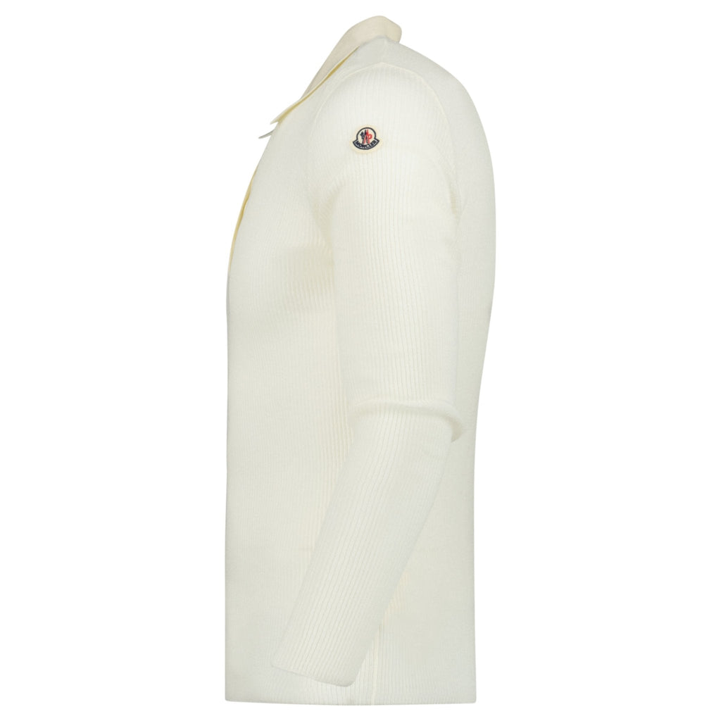 Moncler Long Sleeve Logo Polo Shirt in White