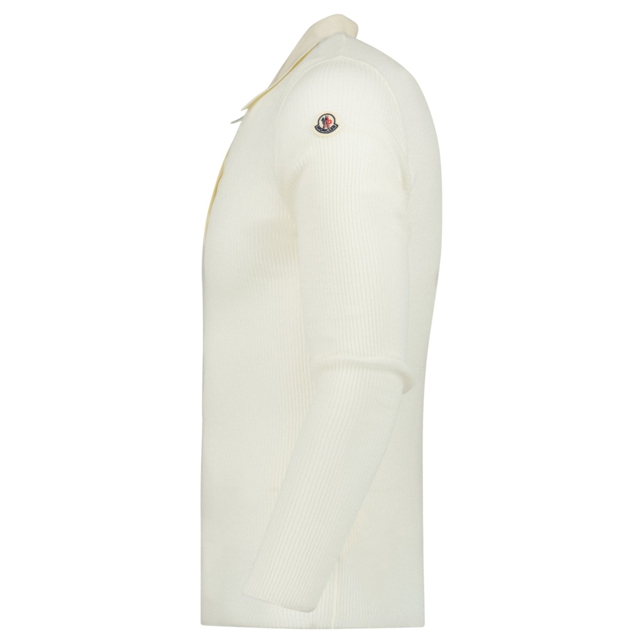 Moncler Long Sleeve Logo Polo Shirt in White