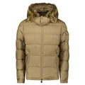 Moncler Maya Down Hooded Short Puffer Jacket in Beige