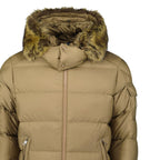 Moncler Maya Down Hooded Short Puffer Jacket in Beige
