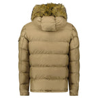 Moncler Maya Down Hooded Short Puffer Jacket in Beige