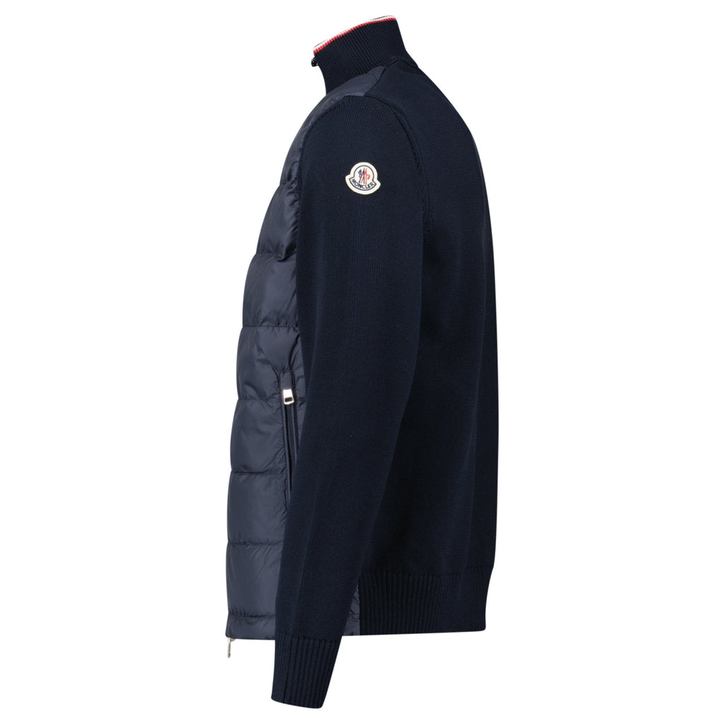 Moncler Down-Panelled Cotton Cardigan in Navy