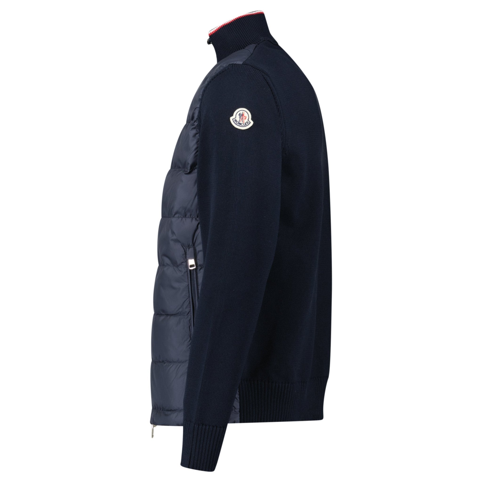 Moncler Down-Panelled Cotton Cardigan in Navy