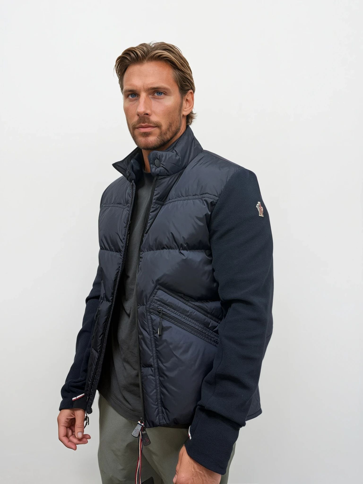 Moncler Grenoble Padded Cardigan in Navy