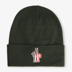Moncler Grenoble Wool Beanie Hat Green