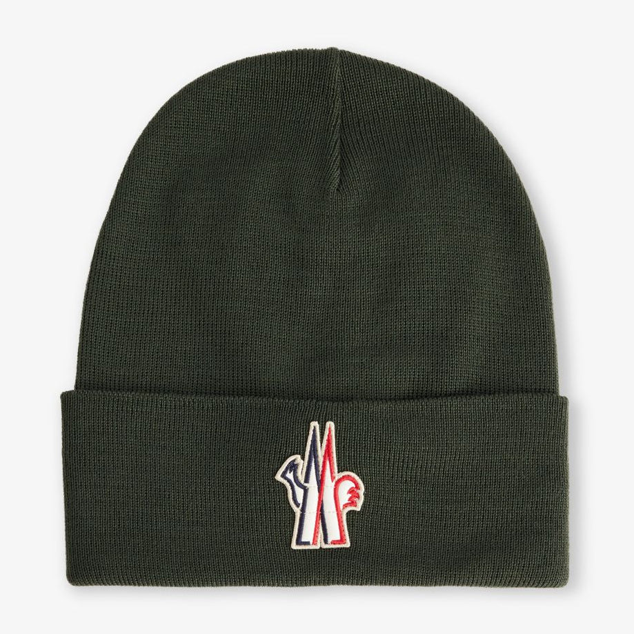 Moncler Grenoble Wool Beanie Hat Green
