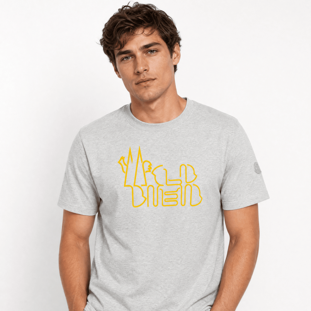 Moncler Orange Print T-Shirt in Grey