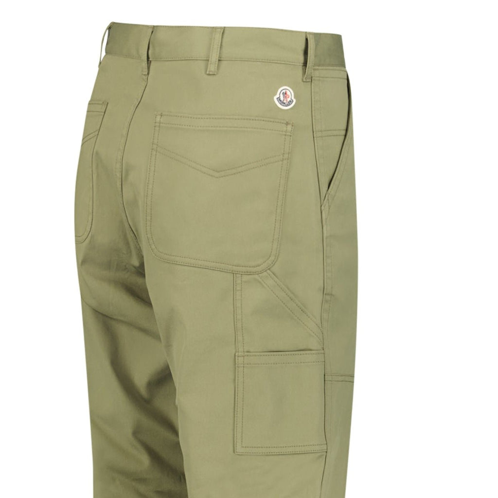 Moncler Panelled Pocket Trousers in Khaki Green