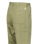 Moncler Panelled Pocket Trousers in Khaki Green