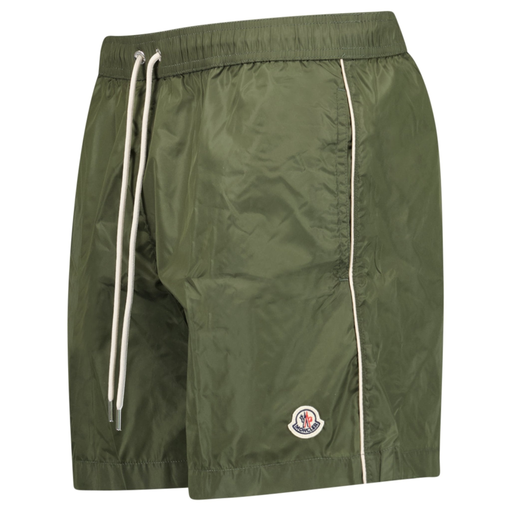 Moncler Side Logo Patch Swim Shorts in Olive Green