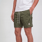 Moncler Side Logo Patch Swim Shorts in Olive Green